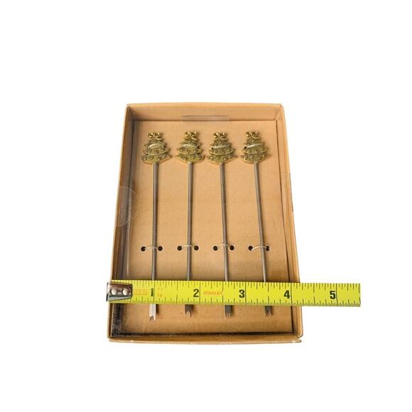 NIB Cocktail Picks Metal Christmas Trees Forks 6 Boxes Available Gold Macy’s - Picture 6 of 7
